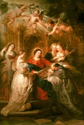 Retable de Saint Ildefonso, panneau central représentant la Vierge Marie présentant une robe liturgique à Saint Ildefonso, vers 1630-32